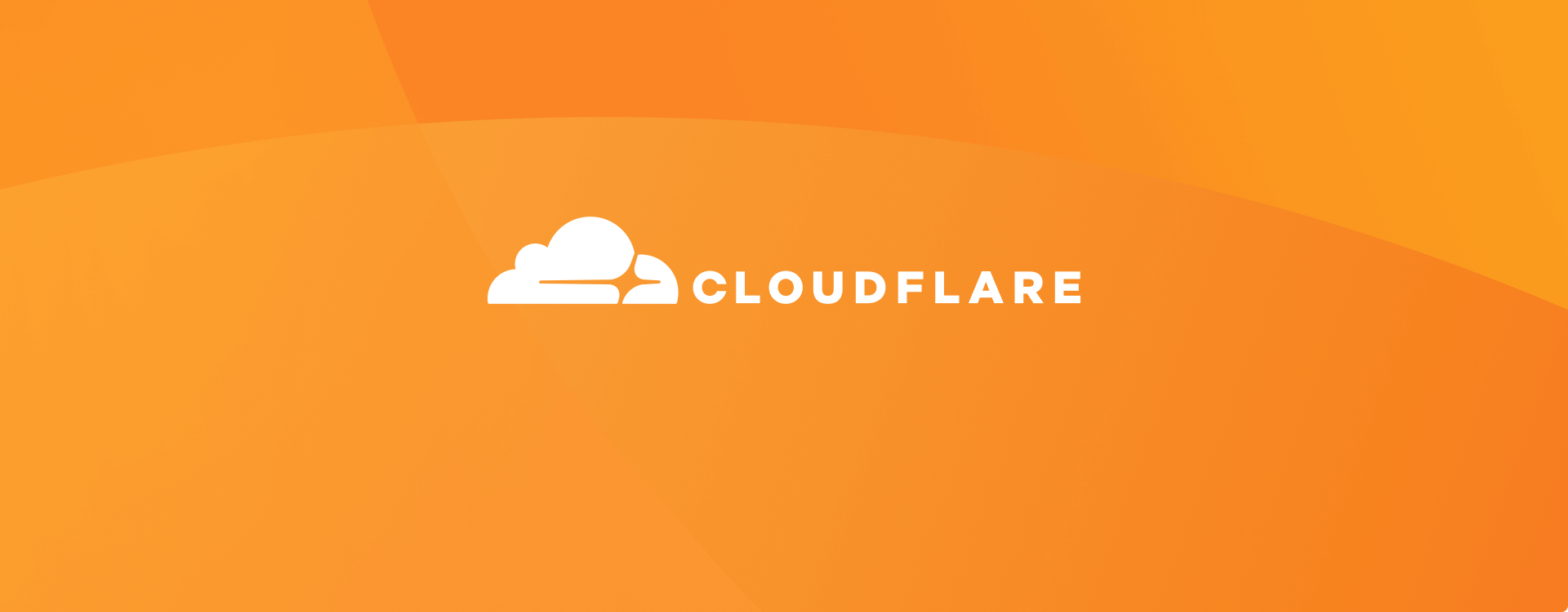 The white Cloudflare logo, its cloud mark beside the CLOUDFLARE wordmark, on an orange background.